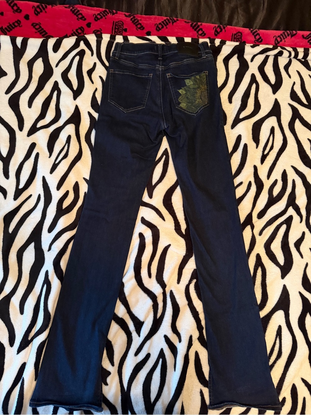 Express Dark Blue Wide-Leg Stretch Jeans - Picture 5 of 8